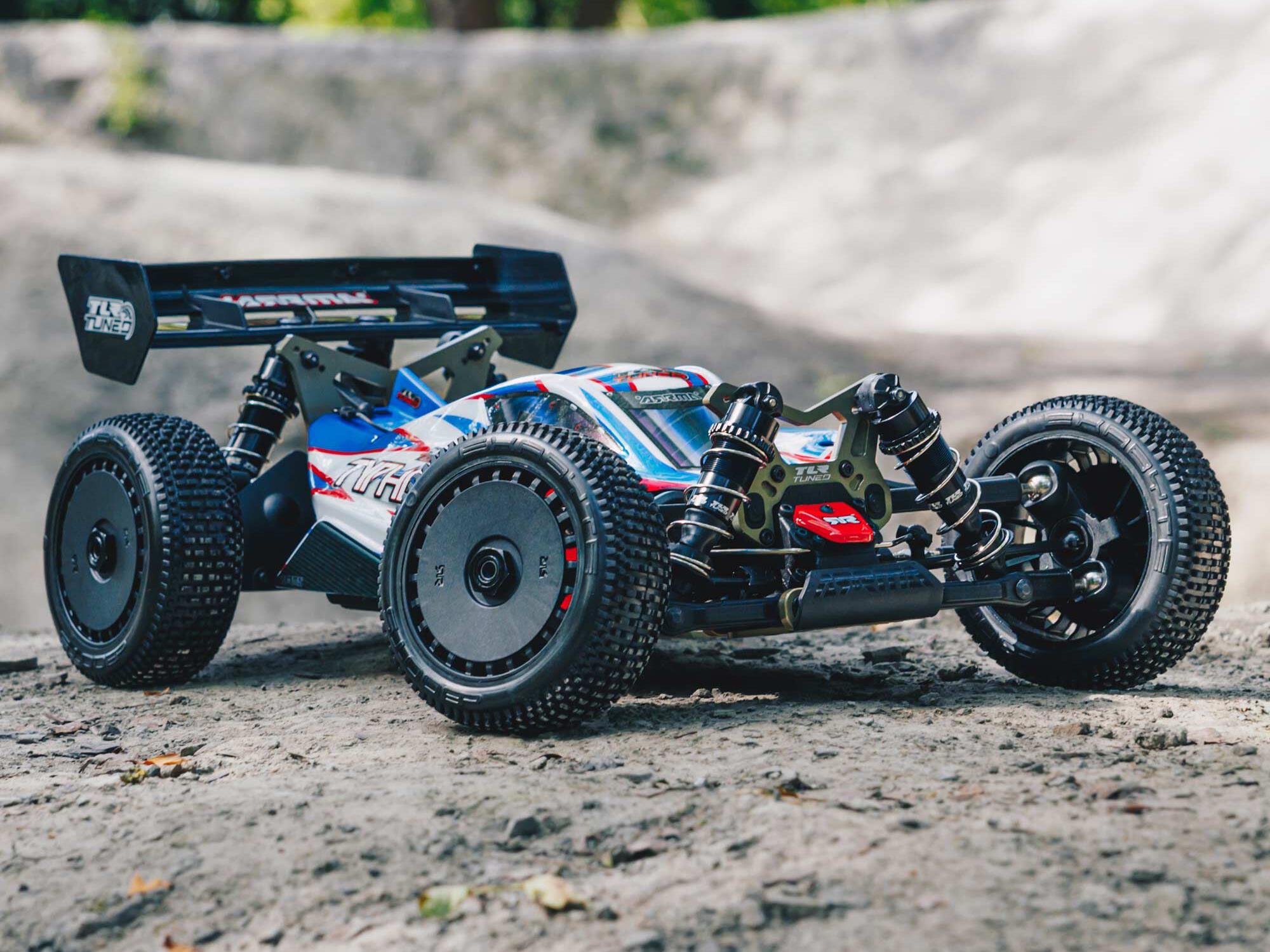Arrma 1/8 TLR TUNED TYPHON 6S 4X4 BLX Buggy RTR Red/Blue - Image 25