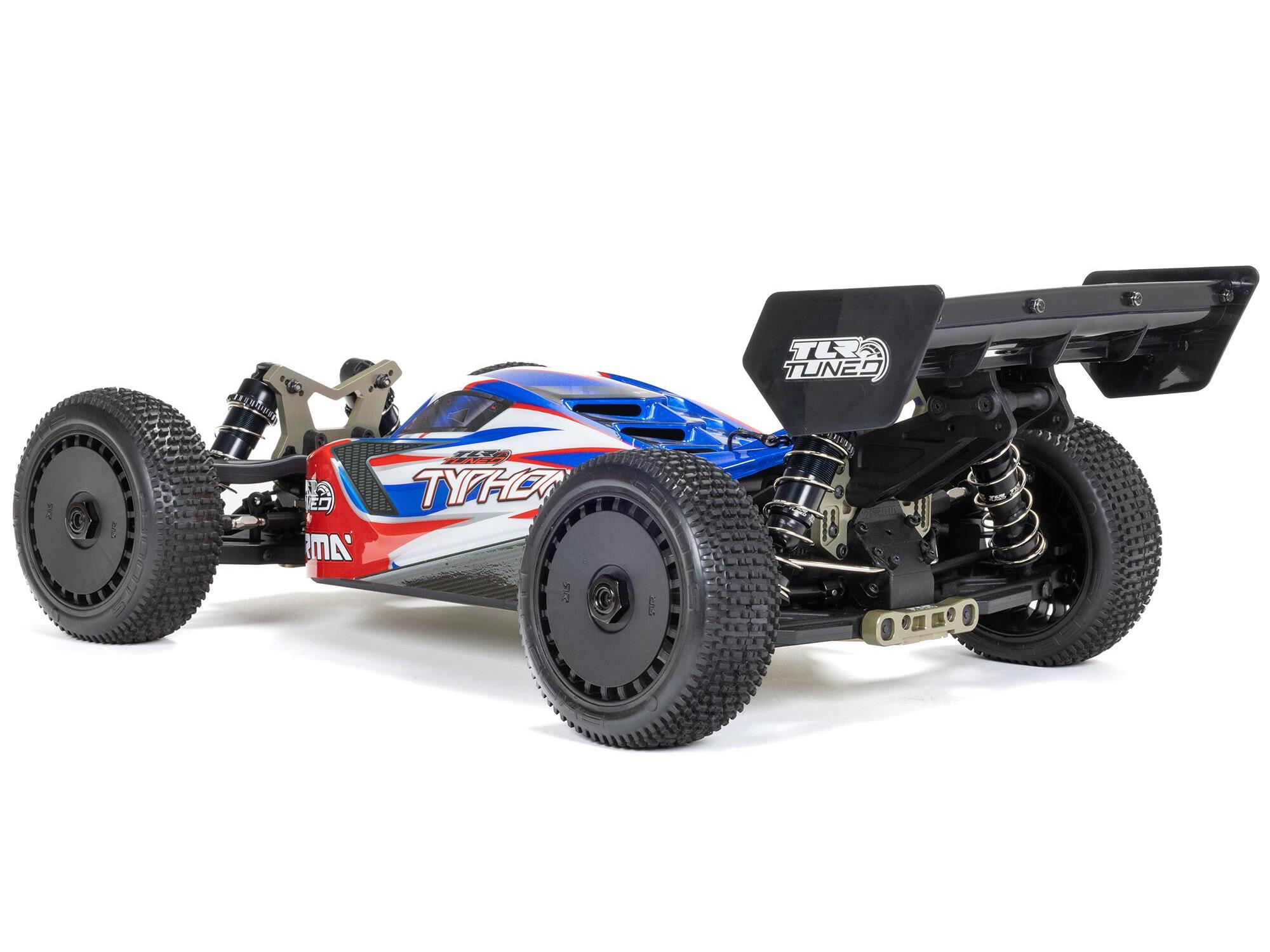 Arrma 1/8 TLR TUNED TYPHON 6S 4X4 BLX Buggy RTR Red/Blue - Image 4