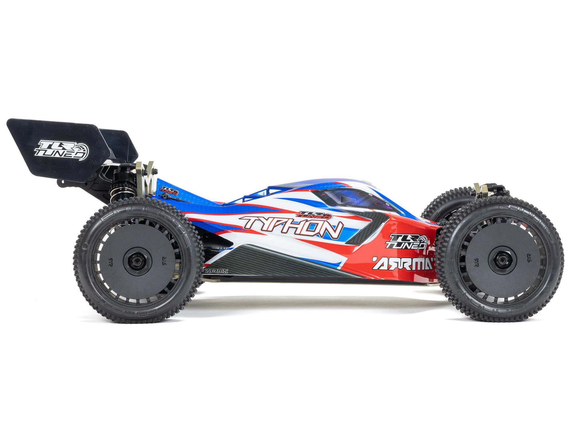 Arrma 1/8 TLR TUNED TYPHON 6S 4X4 BLX Buggy RTR Red/Blue - Image 5