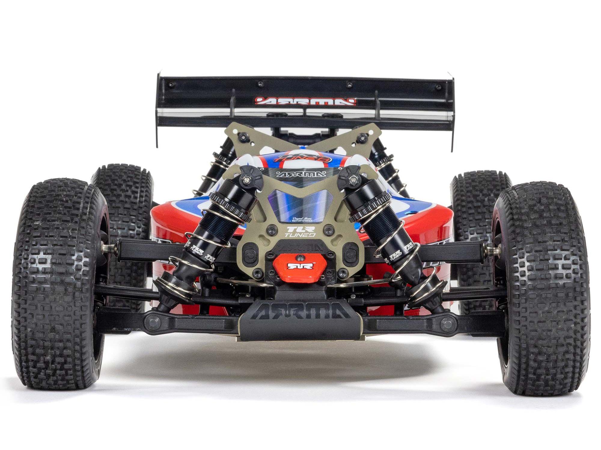 Arrma 1/8 TLR TUNED TYPHON 6S 4X4 BLX Buggy RTR Red/Blue - Image 6