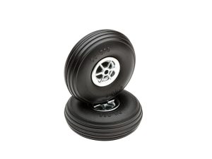 Dubro 2.5in Diameter Chrome Treaded Wheels (2 pcs)