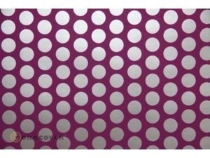 Oracover 2m ORACOVER Fun-1 Polkadots, Fluorescent Violet + Silver (60cm width)