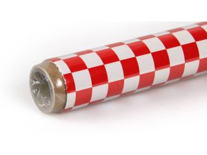 Oracover 2m ORACOVER Fun-4 Small Chequered, White + Red (60cm width)