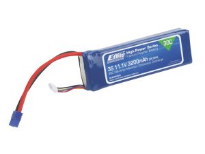 3200mAh 3S 11.1V 30C LiPo, 12AWG EC3