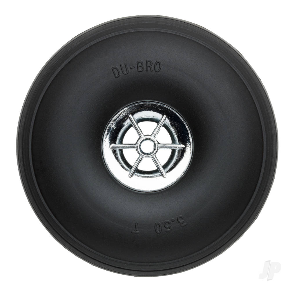 Dubro 3.5in Diameter Chrome Treaded Wheels (2 pcs) - Image 2