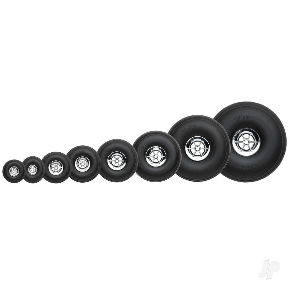 Dubro 3.5in Diameter Chrome Treaded Wheels (2 pcs) - Image 3