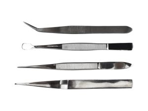 Excel 4-Piece Stainless Steel Tweezer Set with Pointed, Self Closing, Stamp, Curved (4 pcs) (Pouch)