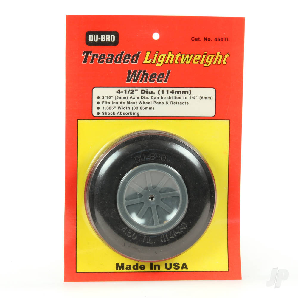 Dubro 4.5in Diameter Treaded Light Wheel (1 per card)