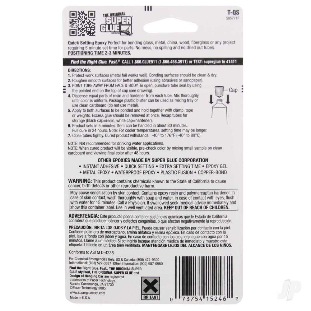 Super Glue 5 Minute Quick Setting Epoxy (1fl oz, 29.6ml) - Image 2