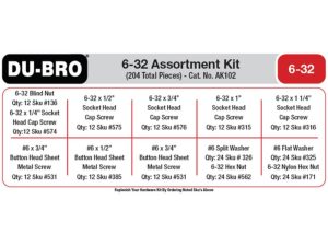 Dubro 6-32 Hardware Assortment Kit (204 pcs set)