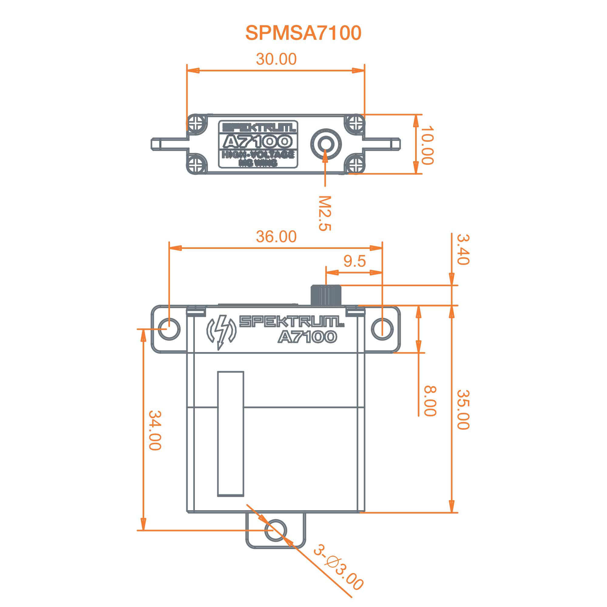 Spektrum A7100 MT/MS Metal Gear HV Wing Servo - Image 3