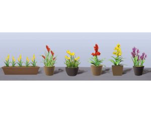 JTT Assorted Potted Flower Plants 2, O-Scale, (6 pack)
