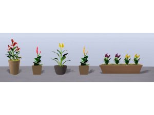 JTT Assorted Potted Flower Plants 4, HO-Scale, (6pack)