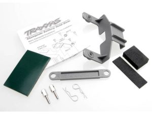 Traxxas Battery hold-down (Grey) (1pc) / receiver hold-down (Grey) (1pc) / metal posts (2 pcs) / spacers (2 pcs) / Body clips (2 pcs) / servo tape / adhesive foam pad