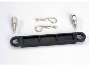 Traxxas Battery hold-down plate (Black) / metal posts (2 pcs) / Body clips (2 pcs)