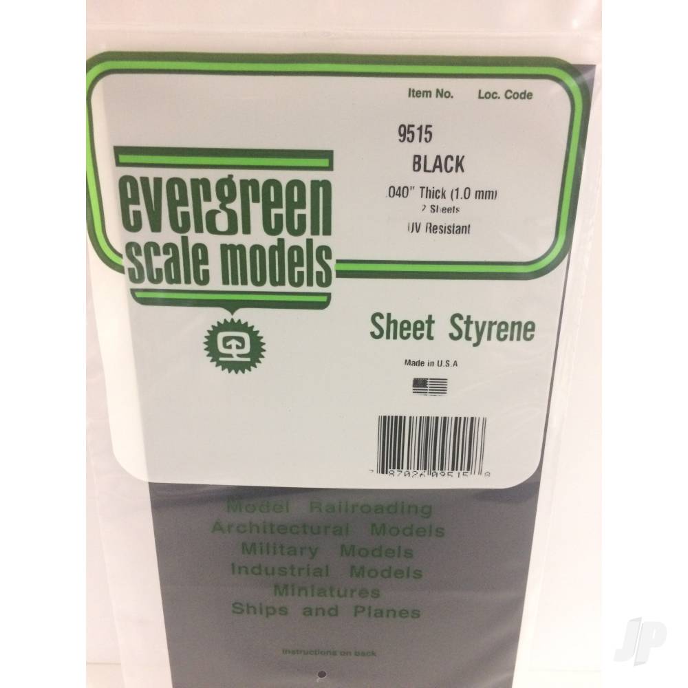 Evergreen Black Sheet, 150 x 300 x 1.0mm (6 x 12 x .040in) (2 per pack) - Image 2