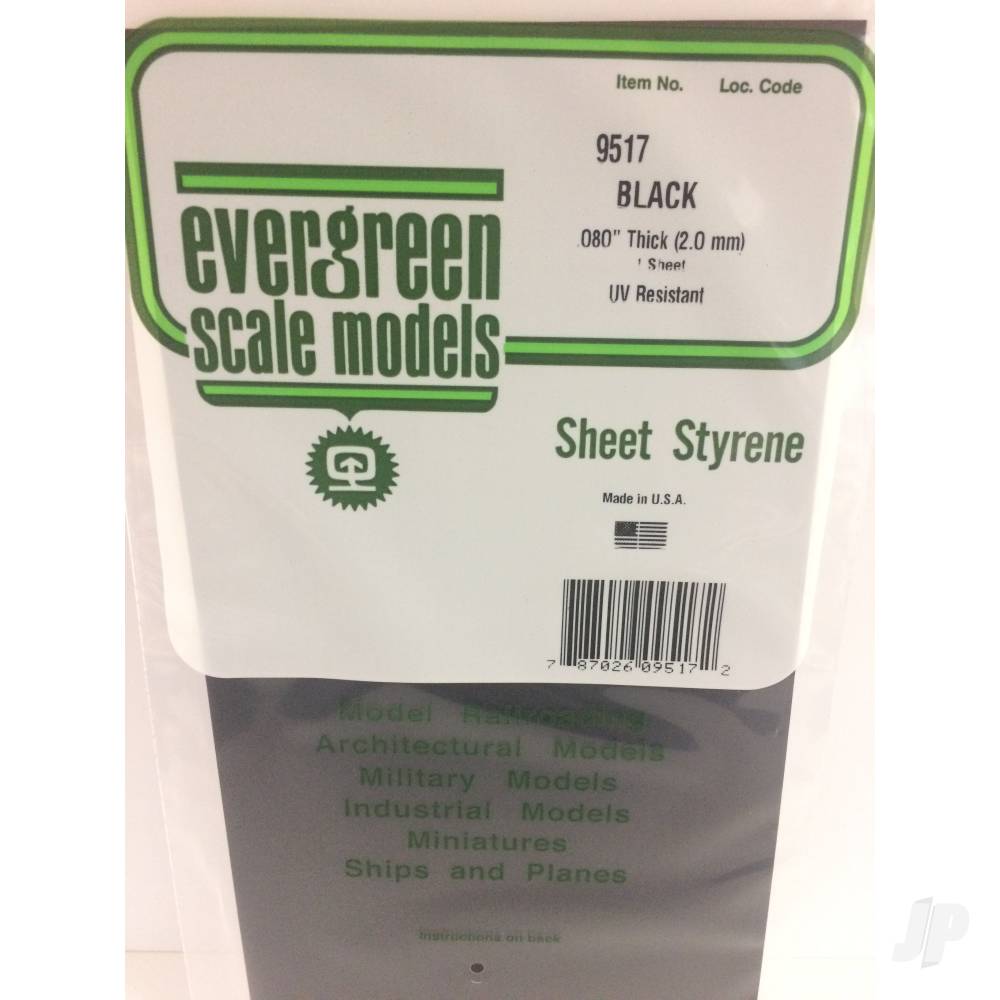 Evergreen Black Sheet, 150 x 300 x 2.0mm (6 x 12 x .080in) (1 per pack) - Image 2