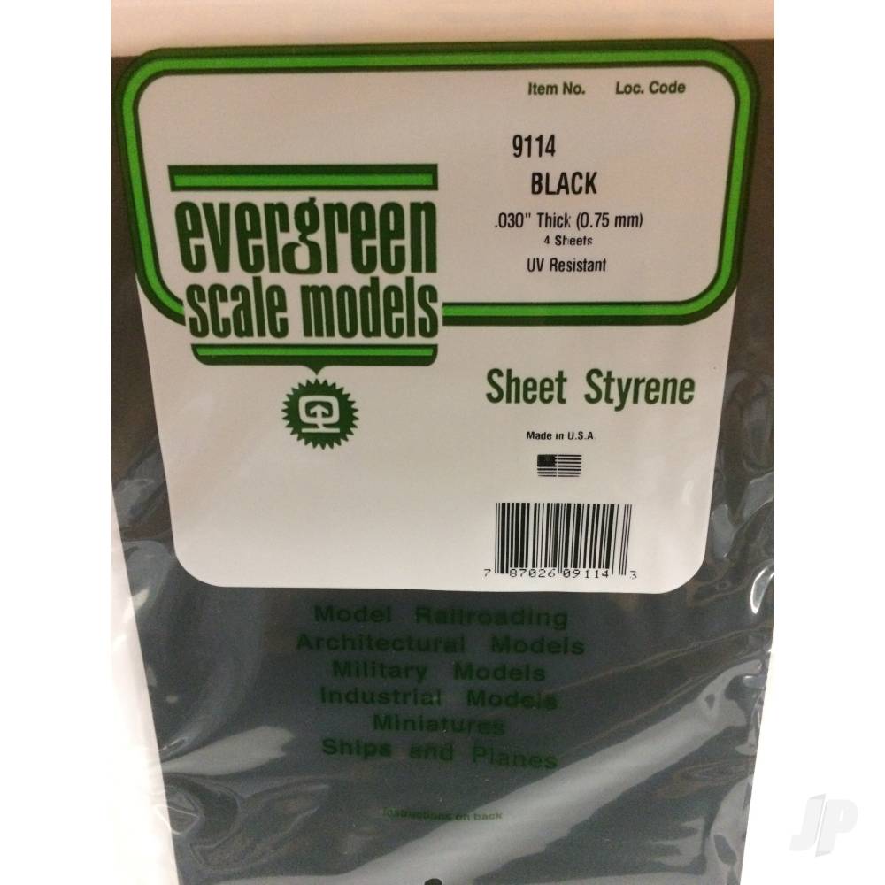 Evergreen Black Sheet, 200 x 530 x 0.8mm (8 x 21 x .030in) (4 per pack) - Image 2