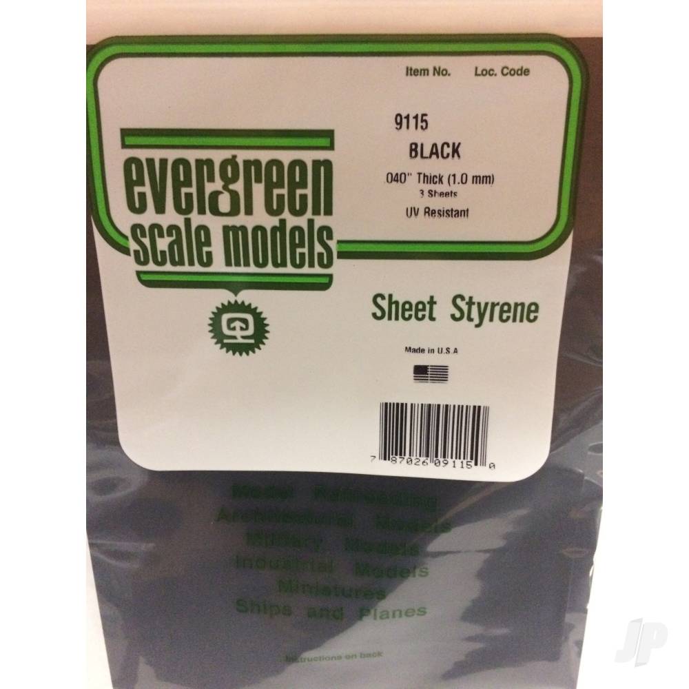 Evergreen Black Sheet, 200 x 530 x 1.0mm (8 x 21 x .040in) (3 per pack) - Image 2