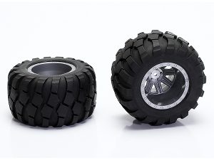 CEN RACING WHEEL & TIRE GLUED (GREY)