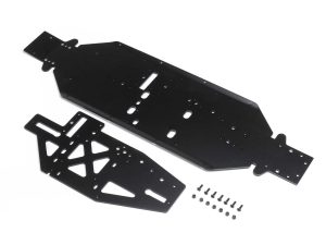 Losi Chassis with Brace Plate, 4mm, Black: DBXL 2.0