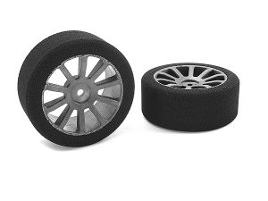CORALLY ATTACK FOAM TYRES 1/10 GP TOURING 35 SHORE 26MM FRONT CARBON RIMS 2PCS