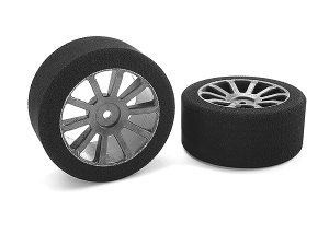 CORALLY ATTACK FOAM TYRES 1/10 GP TOURING 40 SHORE 30MM REAR CARBON RIMS 2PCS