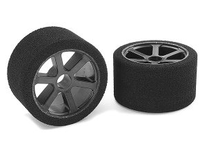 CORALLY ATTACK FOAM TYRES 1/12 CIRCUIT 35 SHORE DOUBLE PINK FRONT CARBON RIMS 2PCS