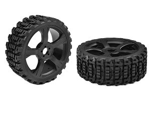 CORALLY OFF-ROAD 1/8 BUGGY TYRES XPRIT GLUED ON BLACK RIMS (1 PAIR)
