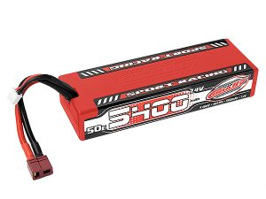 CORALLY SPORT RACING 50C LIPO BATTERY 5400MAH 7.4V STICK 2S HARD WIRE T-PLUG