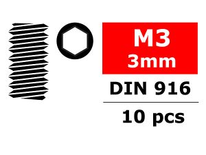 CORALLY STEEL SET SCREWS M3 X 3MM HEX 10 PCS
