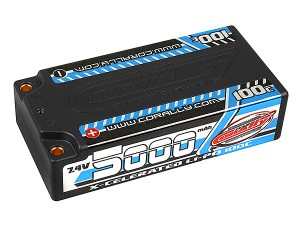 CORALLY XCELERATED 100C LIPO BATTERY 5000 MAH 7.4V SHORTY 2S 4MM BULLIT