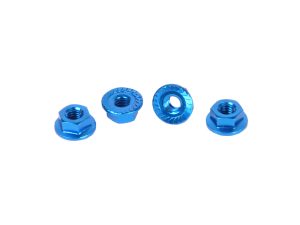 CORE RC - Serrated Alloy M4 Nuts; Blue  pk 4