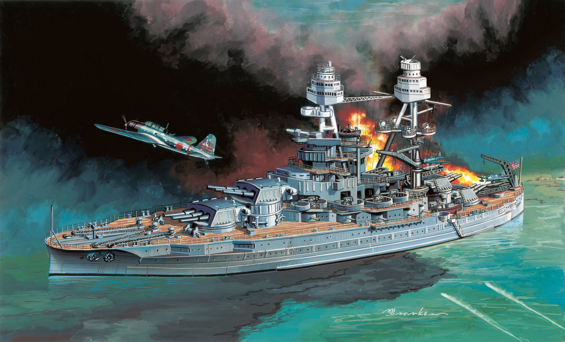Dragon U.S.S. Arizona BB-39 with Type 97 "Kate" Carrier Bomber