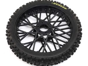 Losi Dunlop MX53 Front Tire Mounted, Black: Promoto-MX