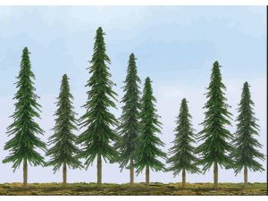 JTT Econo Spruce, 1in to 2in, Z-Scale, (55 per pack)