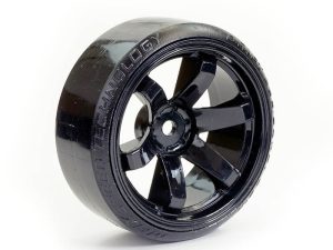 FASTRAX 1/10 STREET/DRIFT TYRE 6-SPOKE WHEEL (6MM OFFSET) - BLACK