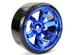 FASTRAX 1/10 STREET/DRIFT TYRE 6-SPOKE WHEEL (6MM OFFSET) - BLUE CHROME