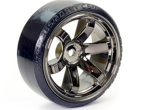 FASTRAX 1/10 STREET/DRIFT TYRE 6-SPOKE WHEEL (6MM OFFSET) - GREY CHROME