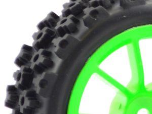 FASTRAX 1/10 STREET/RALLY TYRE 10SP GREEN WHEEL