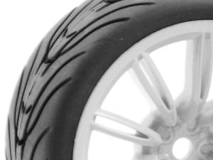 FASTRAX 1/10 STREET/TREAD TYRE 20SP WHITE WHEEL