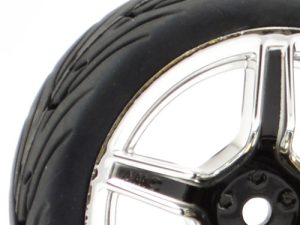 FASTRAX 1/10 STREET/TREAD TYRE 5SP BLACK/CHROME WHEEL