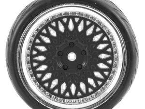 FASTRAX 1/10 STREET/TREAD TYRE CLASSIC BLACK/CHROME WHEEL