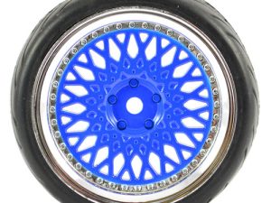 FASTRAX 1/10 STREET/TREAD TYRE CLASSIC BLUE/CHROME WHEEL