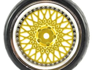 FASTRAX 1/10 STREET/TREAD TYRE CLASSIC GOLD/CHROME WHEEL