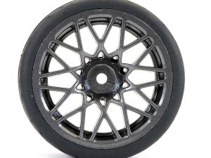 FASTRAX 1/10 STREET/TREAD TYRE STAR SPOKE GUN METAL WHEEL COMPLETE SET OF 4