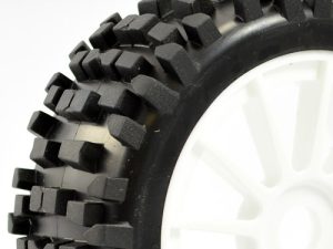 FASTRAX 1/8 PREMOUNTED BUGGY TYRES 'ROCK-BLOCK/12 SPOKE'