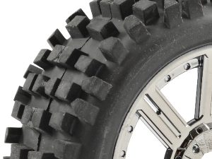 FASTRAX 1/8 ROCK BLOCK MOUNTED ON 8-SPOKE BLACK CHROME (PR)