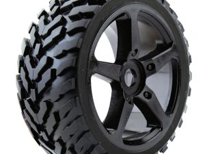 FASTRAX 1/8 TRUGGY ARROW MTD ON 5-SPOKE BLACK 0 OFFSET(PR)