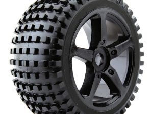 FASTRAX 1/8 TRUGGY ROCK MTD ON 5-SPOKE BLACK 0 OFFSET(PR)